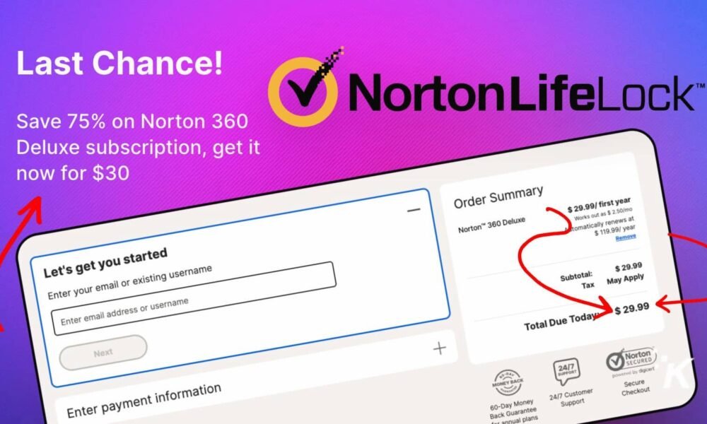 Norton 360 Deluxe at 75% Off