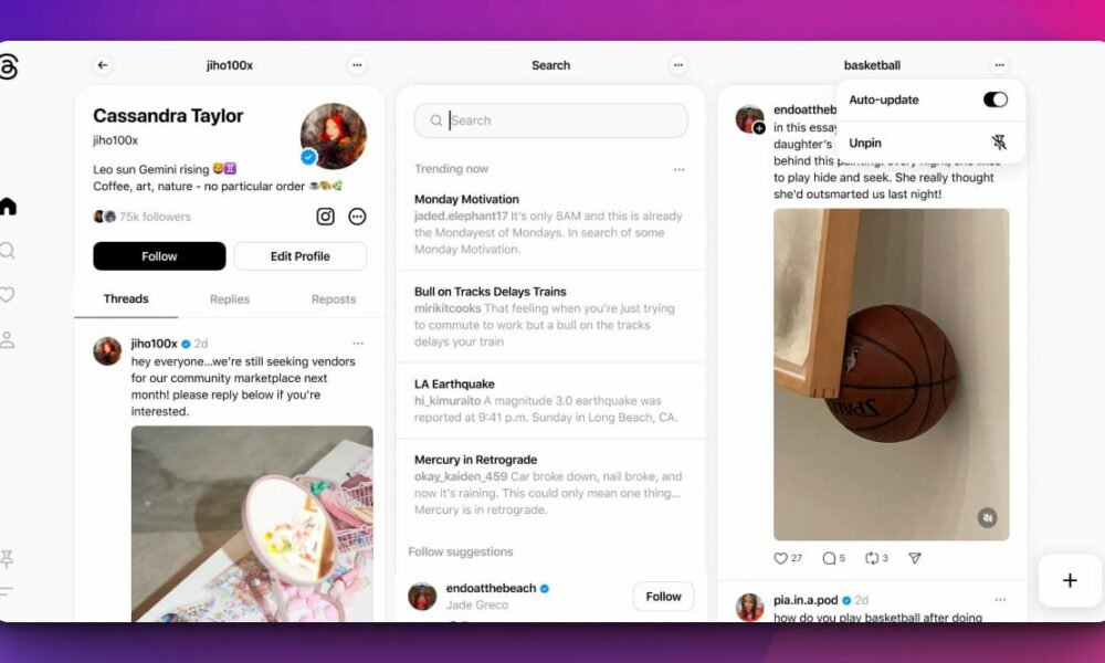 Threads Introduces New Desktop Design for Personalized Feeds